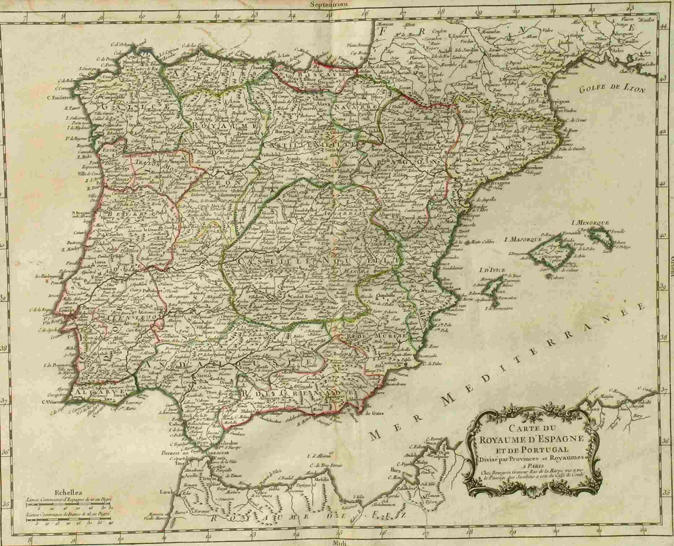 Carte Du Royaume D'espagne Et De Portugal 