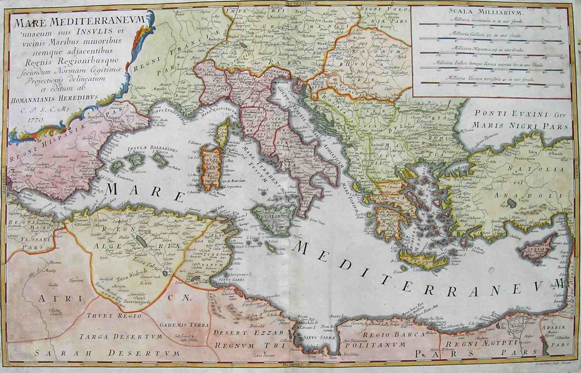 MEDITERRANEAN SEA MARE MEDITERRANEUM || Michael Jennings Antique Maps