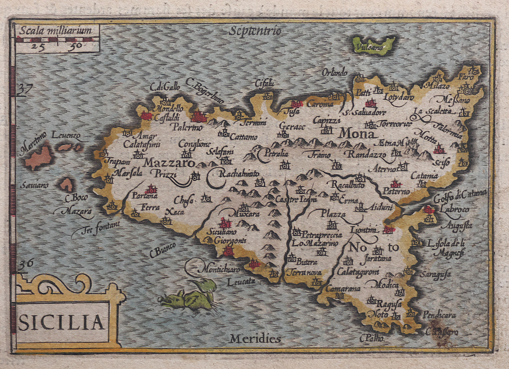 Langenes Map Of Sicily Michael Jennings Antique Maps And