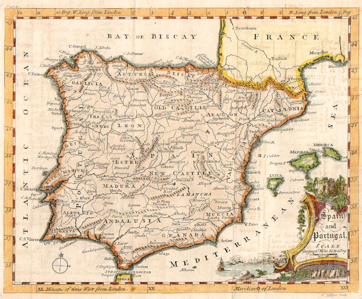 SPAIN THOMAS JEFFERYS MAP OF SPAIN AND PORTUGAL || Michael Jennings ...